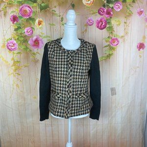 CAbi Tan and Black Pattern Jacket Size 8